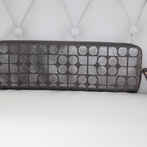 Kate Spade Noel Print Fabric Clutch Silver Gray - Picture 3 of 7